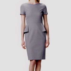 Elie Tahari Sybil Light Gray Peplum Sheath Dress